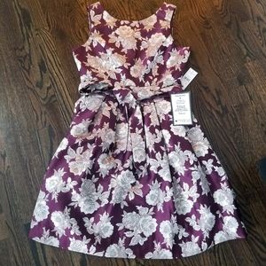 Jessica Howard Women's Floral Jacquard Fit & Flare A line Sleeveless Party Dress